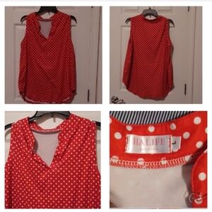 💙🏍Red Polka Dot Sleeveless Top